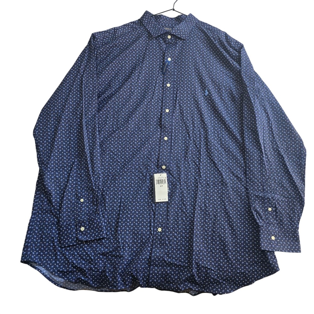 Polo Ralph Lauren Performance Shirt Mens 3XLT Navy Paisley Wicking Stretch NEW